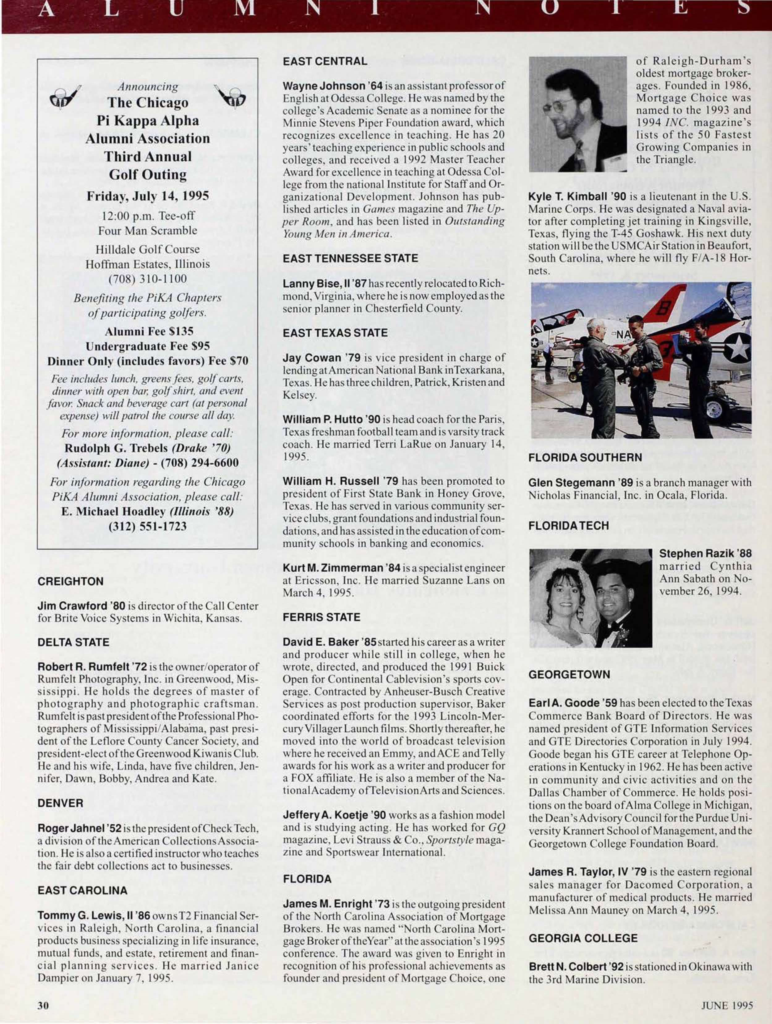 The Chicago Pi Kappa Alpha Alumni Association Advertisement, June 1995